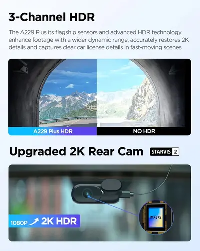 VIOFO Видеорегистратор Dash Cam A229 Plus 3 Channel - 2K, HDR, Sony STARVIS 2, GPS - image 5