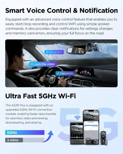VIOFO Видеорегистратор Dash Cam A229 Plus 3 Channel - 2K, HDR, Sony STARVIS 2, GPS - image 6