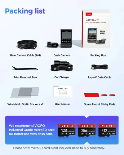 VIOFO Видеорегистратор Dash Cam A229 Plus 2 Channel - 2K, HDR, Sony STARVIS 2, GPS - image 10