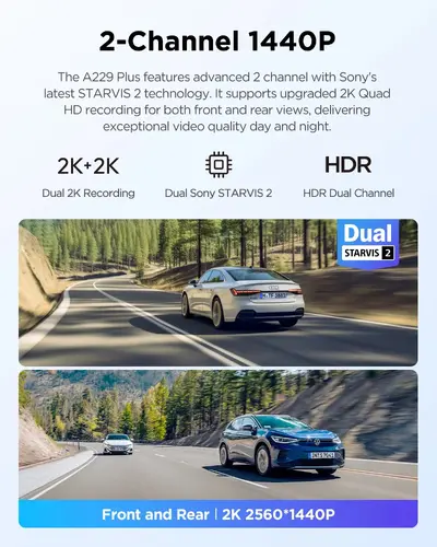 VIOFO Видеорегистратор Dash Cam A229 Plus 2 Channel - 2K, HDR, Sony STARVIS 2, GPS - image 4