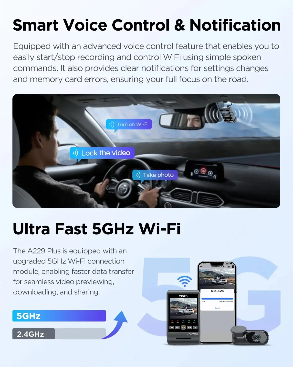 VIOFO Видеорегистратор Dash Cam A229 Plus 2 Channel - 2K, HDR, Sony STARVIS 2, GPS - image 6