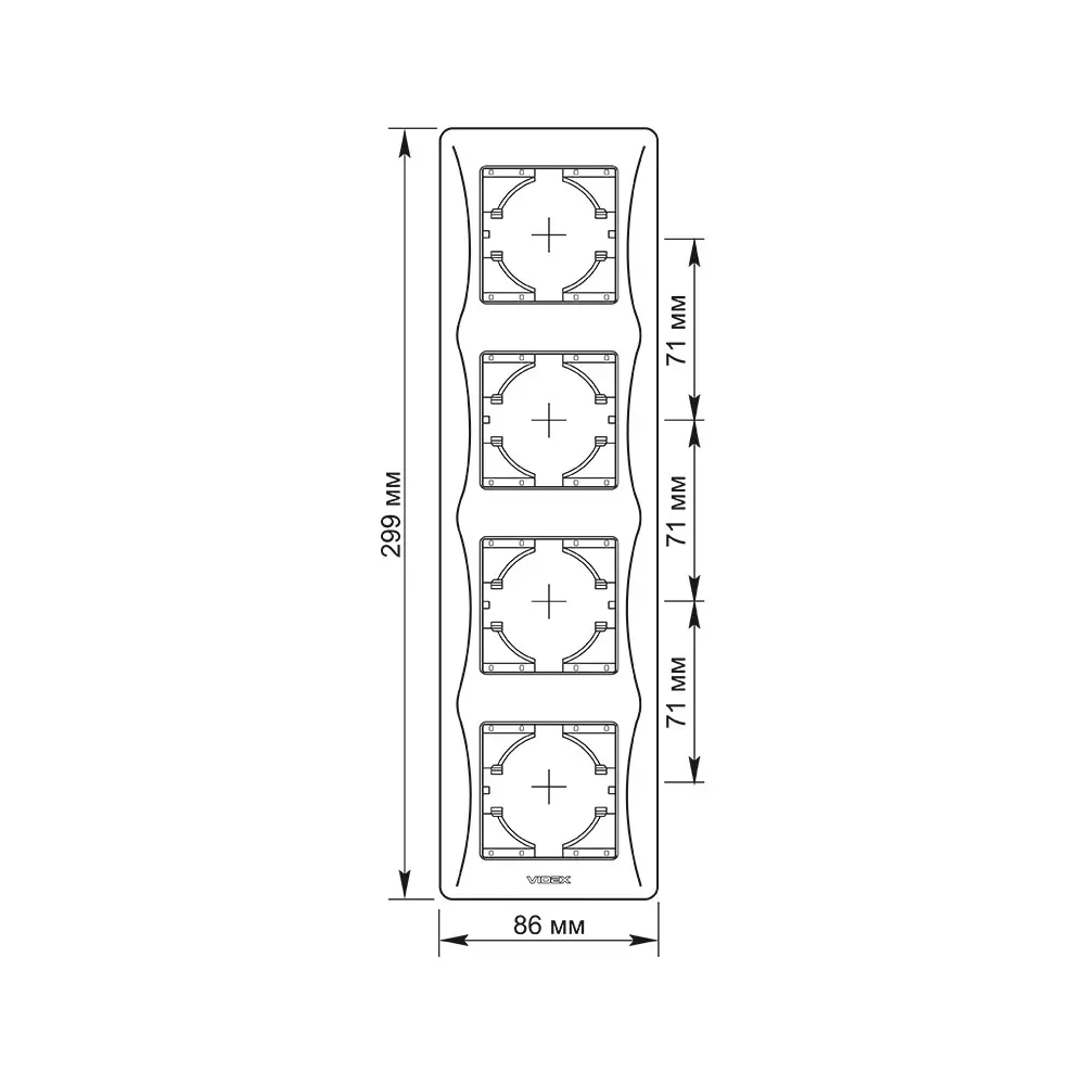 РАМКА ЧЕТВОРНА ВЕРТИКАЛНА VF-BNFR4V-W BINERA VIDEX - БЯЛ - image 1