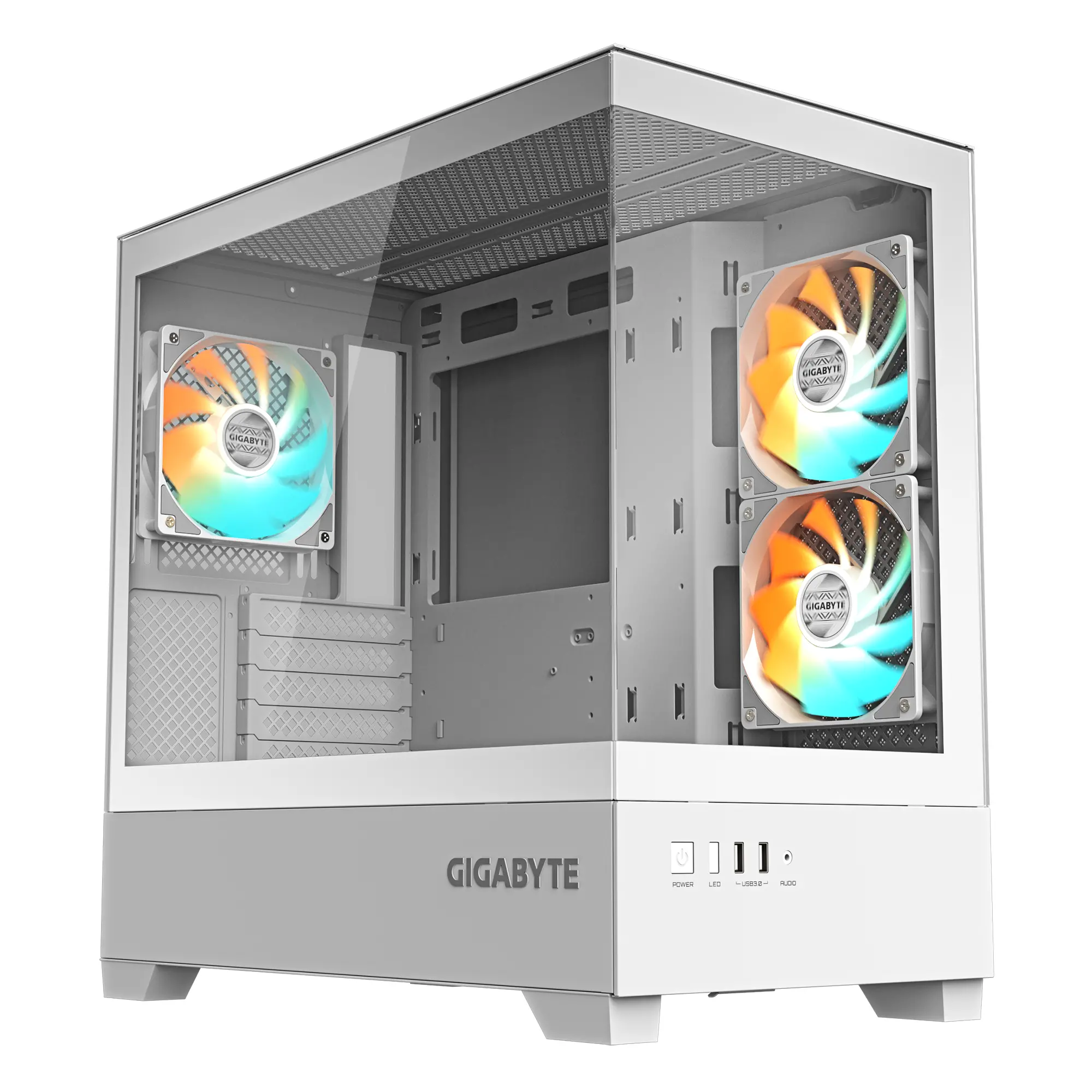 Кутия GIGABYTE C201 PANORAMIC ICE + 3 ARGB Вентилатора