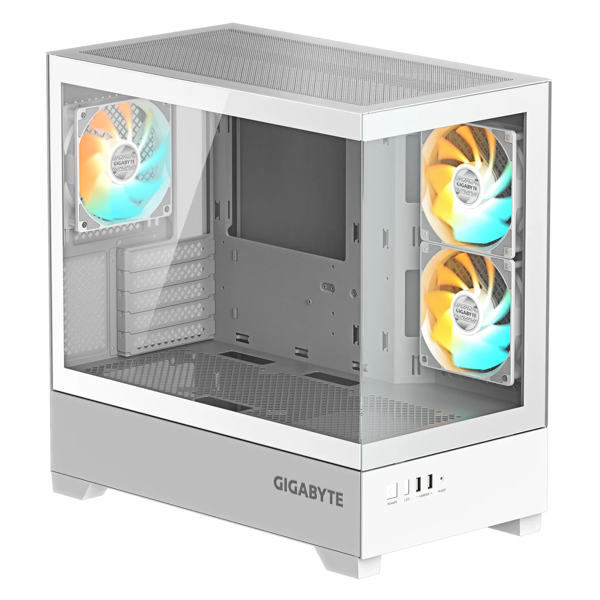 Кутия GIGABYTE C201 PANORAMIC ICE + 3 ARGB Вентилатора - image 1