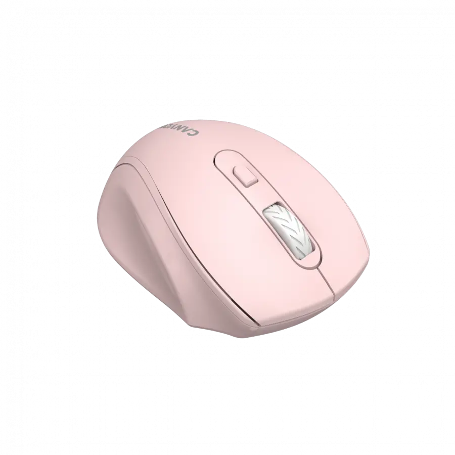 Canyon 6 buttons wireless 2.4Ghz mouse, MX8650A Sensor, DPI up to 1600,Injection case, 3 M life times left and right switches, 2xAAA battery, ABS material. Size: 105x71x40mm, Weight: 59g, Pink - image 1