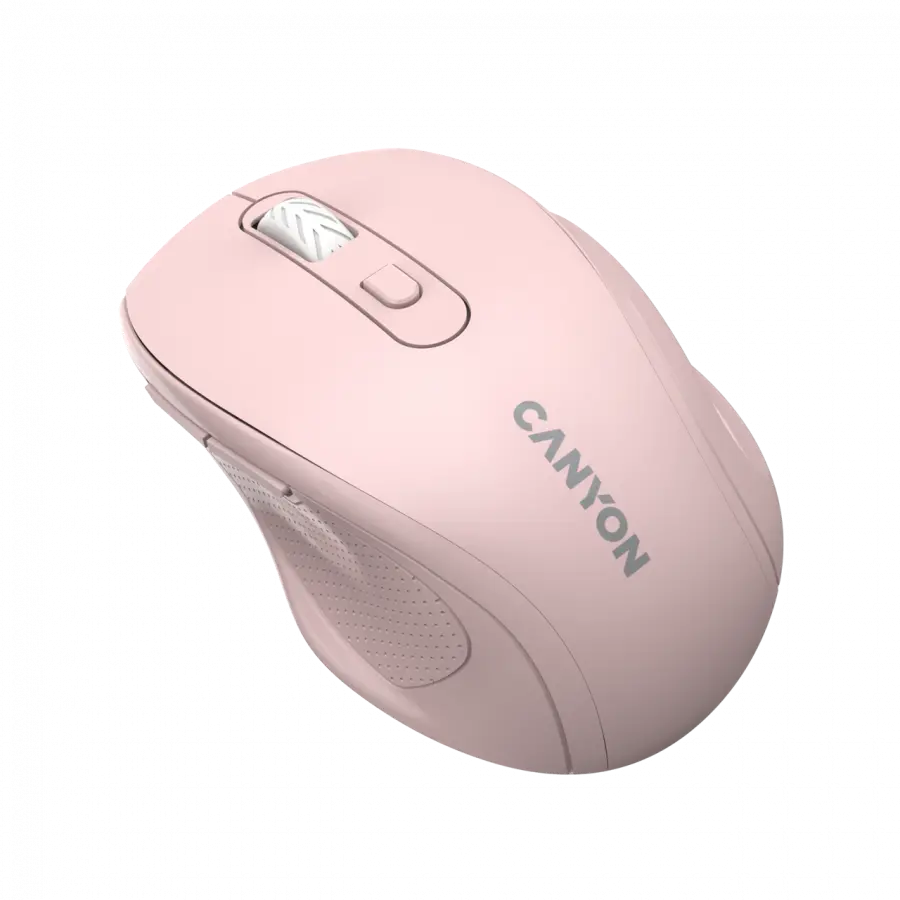 Canyon 6 buttons wireless 2.4Ghz mouse, MX8650A Sensor, DPI up to 1600,Injection case, 3 M life times left and right switches, 2xAAA battery, ABS material. Size: 105x71x40mm, Weight: 59g, Pink - image 2