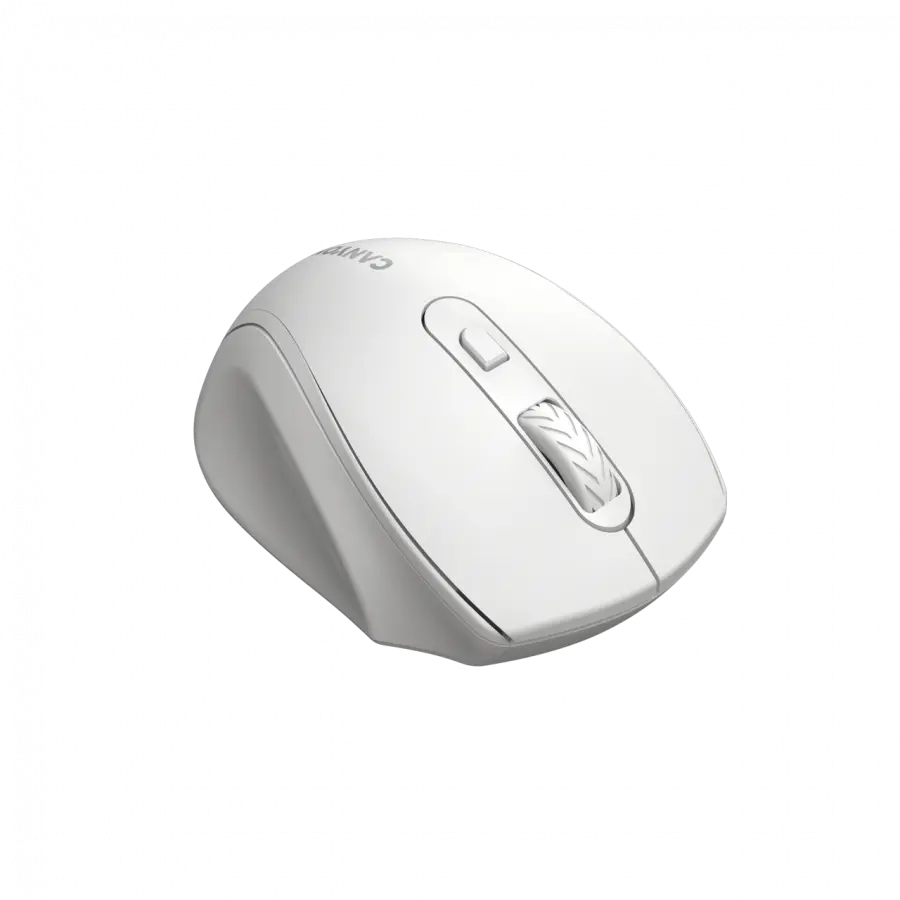 Canyon 6 buttons wireless 2.4Ghz mouse, MX8650A Sensor, DPI up to 1600,Injection case, 3 M life times left and right switches, 2xAAA battery, ABS material, Size: 105x71x40mm, Weight: 59g, white - image 1