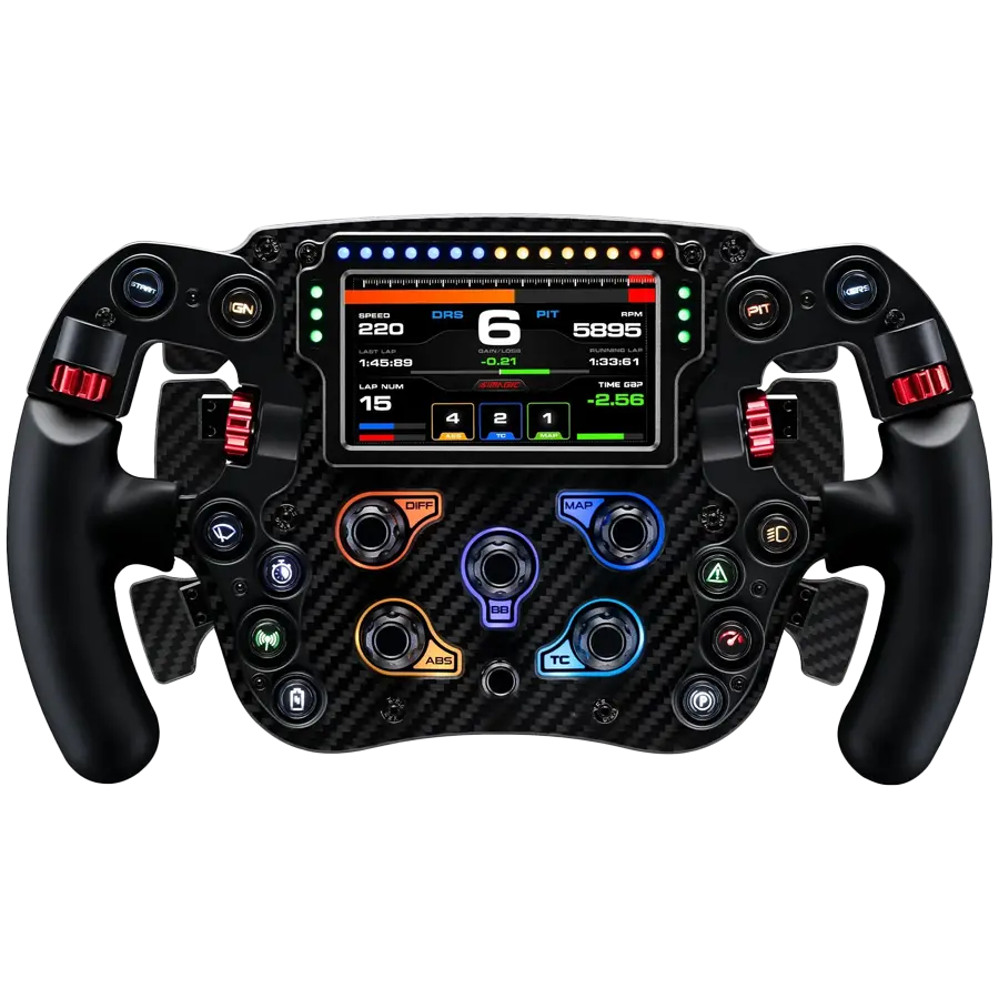 SIMAGIC FX Pro Steering Wheel with Color Screen ,Full Carbon Fiber, Six Paddles, QR50 Included. S203
