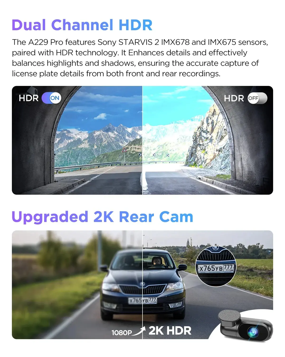 VIOFO Видеорегистратор Dash Cam A229 Pro 2 Channel - 4K, HDR, Dual Sony STARVIS 2, GPS, Bluetooth - image 6