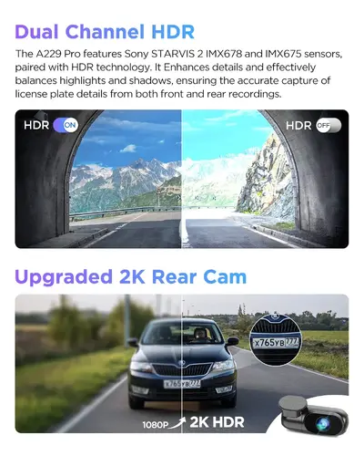 VIOFO Видеорегистратор Dash Cam A229 Pro 2 Channel - 4K, HDR, Dual Sony STARVIS 2, GPS, Bluetooth - image 6