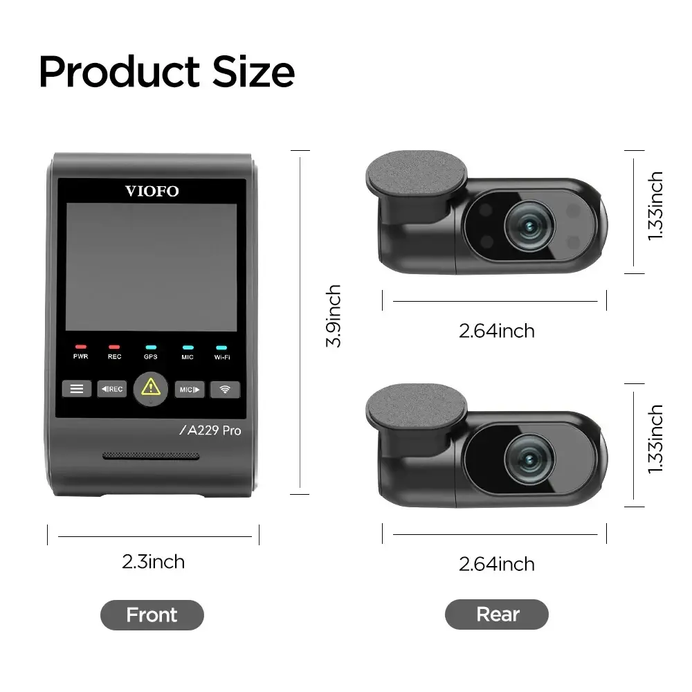 VIOFO Видеорегистратор Dash Cam A229 Pro 3 Channel - 4K, HDR, Dual Sony STARVIS 2, GPS, Bluetooth - image 1
