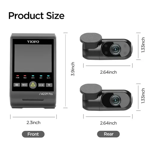 VIOFO Cameră video auto Dash Cam A229 Pro 3 Channel - 4K, HDR, Dual Sony STARVIS 2, GPS, Bluetooth - 2