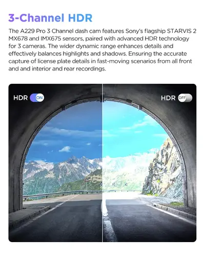 VIOFO Κάμερα αυτοκινήτου Dash Cam A229 Pro 3 Channel - 4K, HDR, Dual Sony STARVIS 2, GPS, Bluetooth - 6