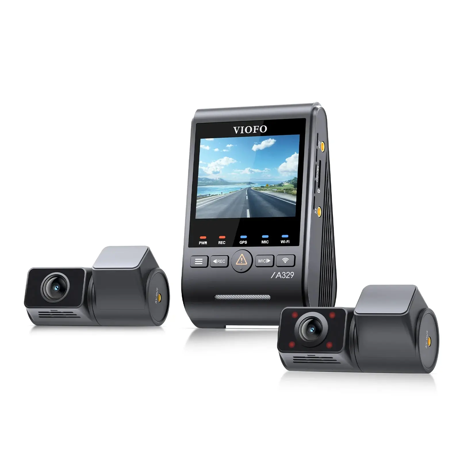 VIOFO Видеорегистратор Dash Cam A329S 3 Channel - 4K, HDR, Triple Sony STARVIS 2, GPS, Bluetooth, FOV Fisheye Cabin - image 1