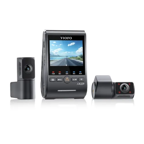 VIOFO Cameră video auto Dash Cam A329S 3 Channel - 4K, HDR, Triple Sony STARVIS 2, GPS, Bluetooth, FOV Fisheye Cabin - 4