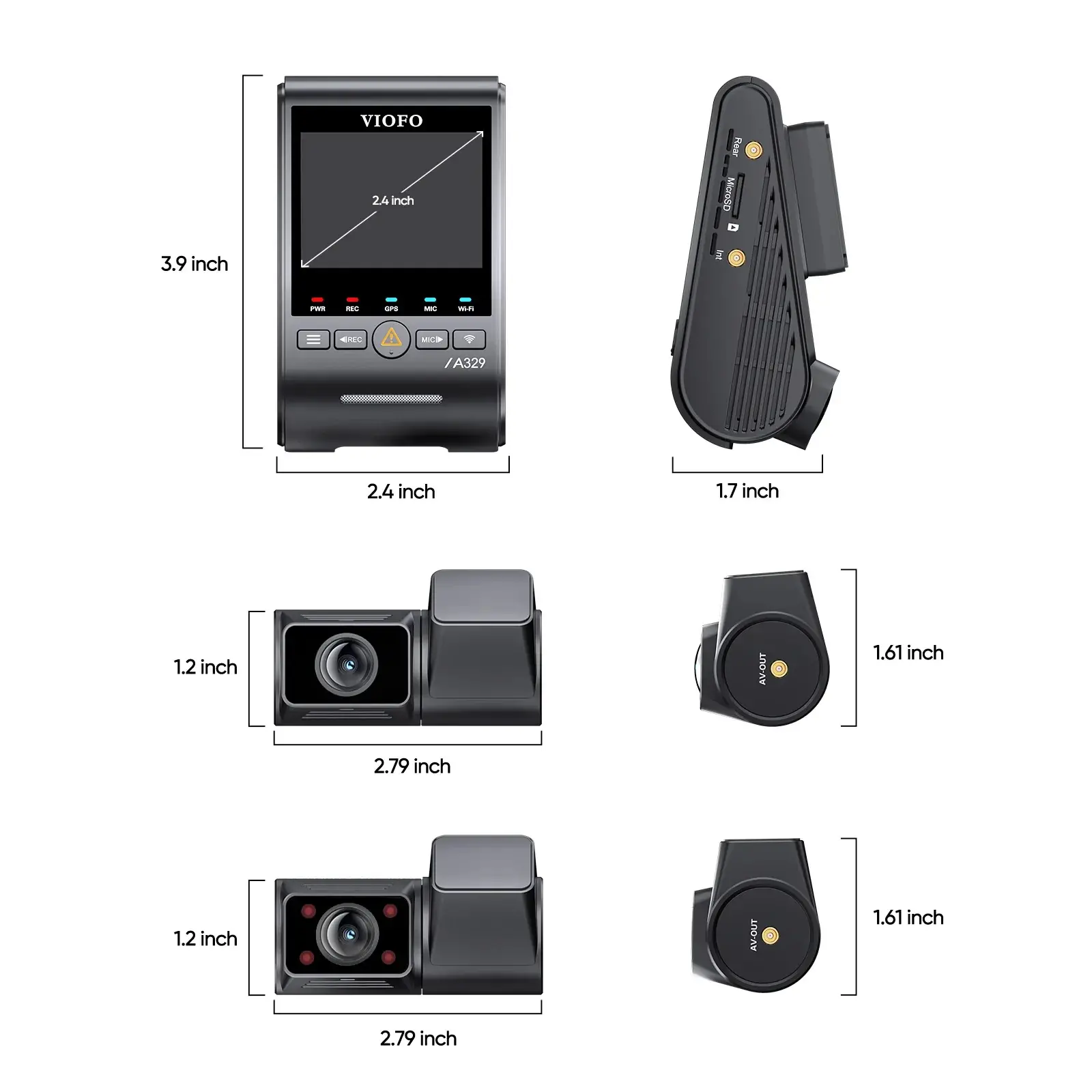 VIOFO Видеорегистратор Dash Cam A329S 3 Channel - 4K, HDR, Triple Sony STARVIS 2, GPS, Bluetooth, FOV Fisheye Cabin - image 4