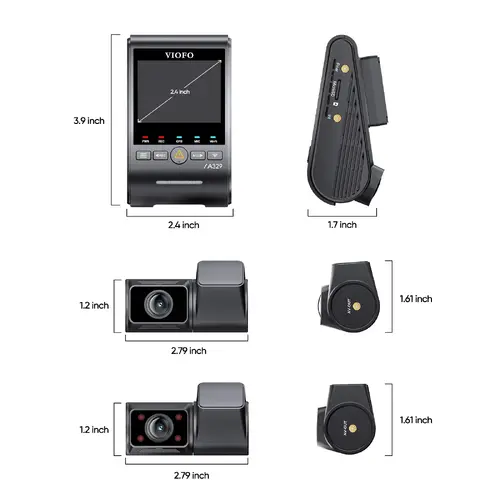 VIOFO Видеорегистратор Dash Cam A329S 3 Channel - 4K, HDR, Triple Sony STARVIS 2, GPS, Bluetooth, FOV Fisheye Cabin - image 4