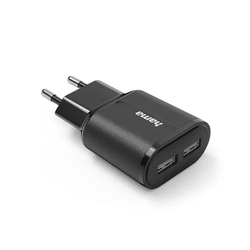 Зарядно HAMA 220V, 2 x USB-A, 12W, Черен - image 1