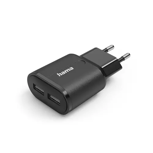 Încărcător HAMA 220V, 2 x USB-A, 12W, Negru - 1