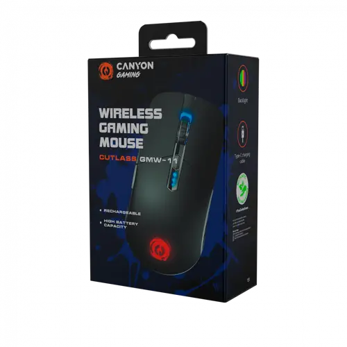 CANYON Gaming Mouse CUTLASS max DPI 2400 RGB Wireless Black - image 5