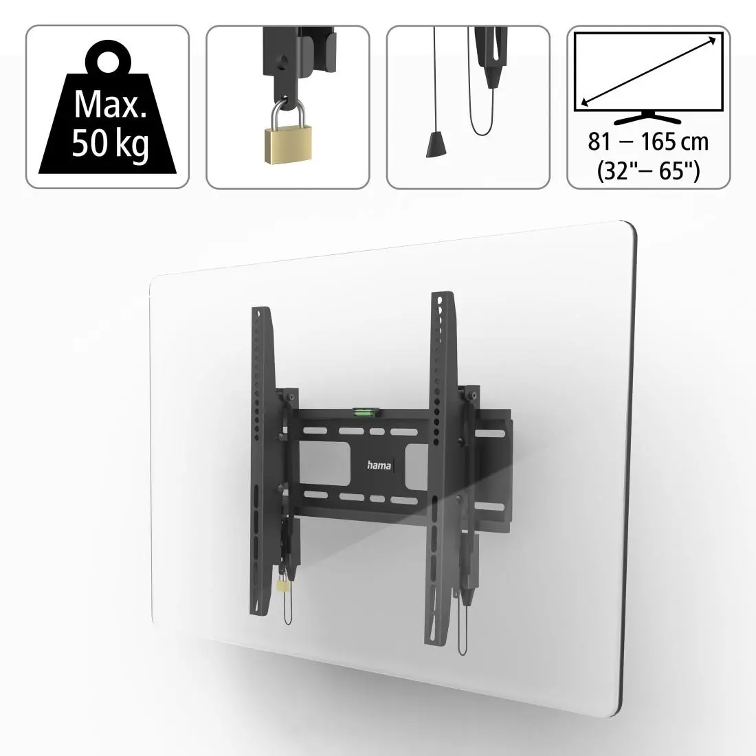 HAMA Стенна стойка за TV, 165 см (65") до 50 кг, защита от кражба - image 9