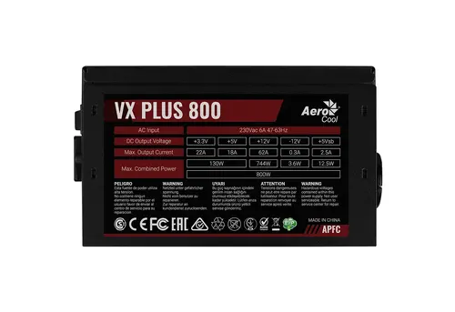 AeroCool sursă de alimentare PSU VX PLUS STEALTH 800W A-PFC - ACPN-VS80AEY.12 - 6