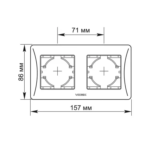 ДВОЙНА ХОРИЗОНТАЛНА РАМКА VF-BNFR2H-BG BINERA VIDEX - ГРАФИТ - image 1