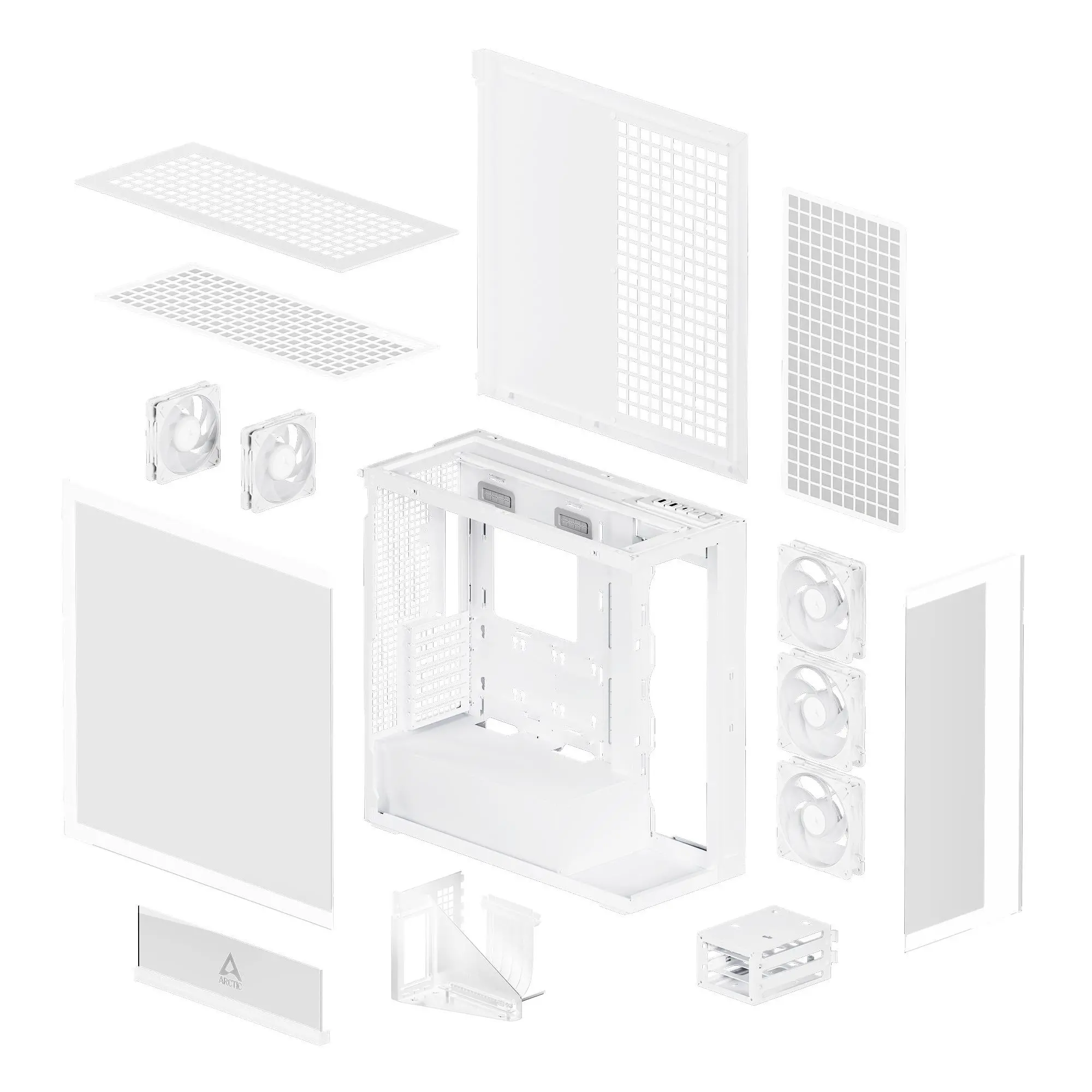 Arctic кутия Case E-ATX - Xtender VG (White) - PCIe Gen 4 riser included, 5 A-RGB Fans included - image 7