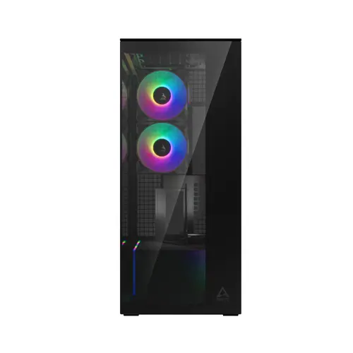 Arctic кутия Case E-ATX - Xtender VG (Mirror Black) - PCIe Gen 4 riser included, 5 A-RGB Fans included - image 1