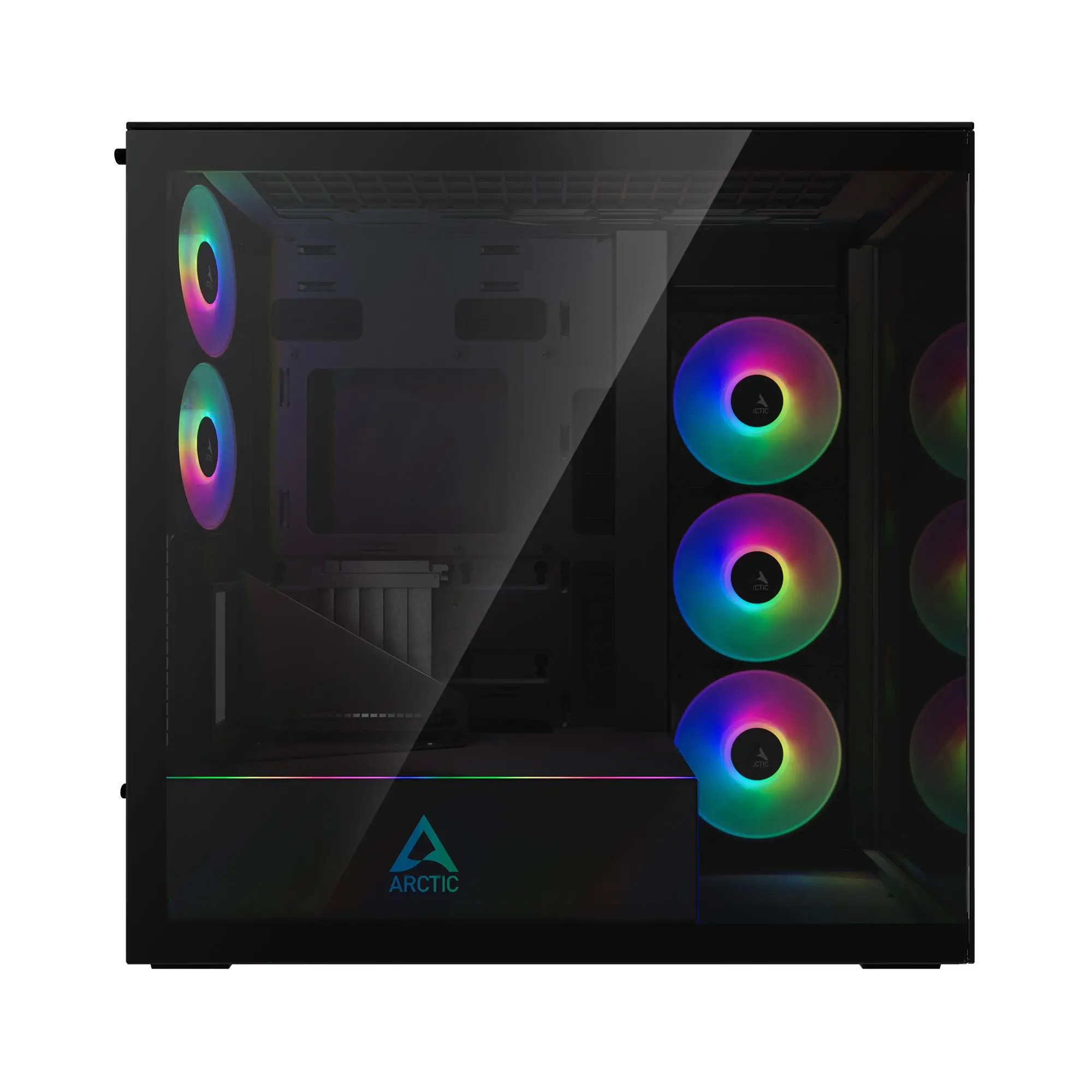 Arctic кутия Case E-ATX - Xtender VG (Mirror Black) - PCIe Gen 4 riser included, 5 A-RGB Fans included - image 4