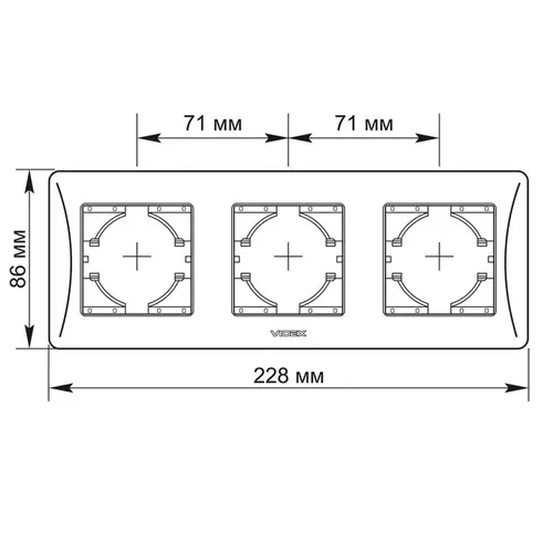 ТРОЙНА ХОРИЗОНТАЛНА РАМКА VF-BNFR3H-BG BINERA VIDEX - ГРАФИТ - image 1