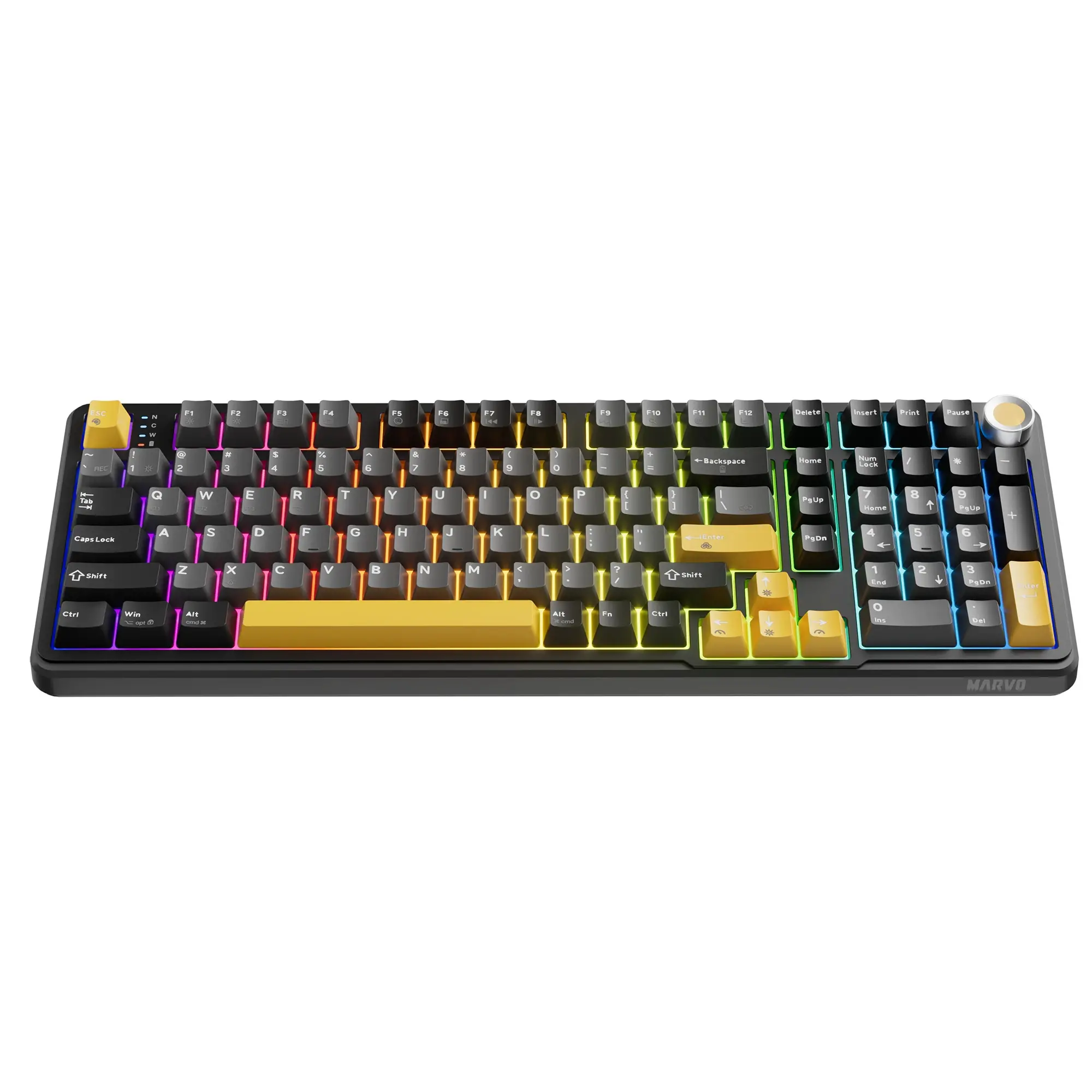 Marvo безжична механична геймърска клавиатура Wireless Gaming Mechanical keyboard Titan 98 - KG986W Black - Banana Crystal [Linear] - image 1