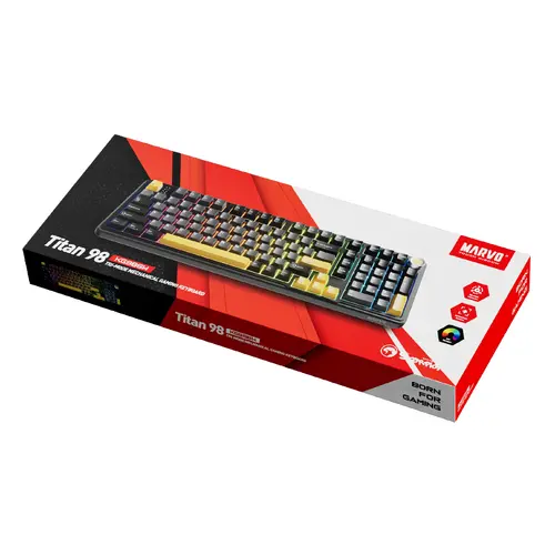 Marvo безжична механична геймърска клавиатура Wireless Gaming Mechanical keyboard Titan 98 - KG986W Black - Banana Crystal [Linear] - image 7
