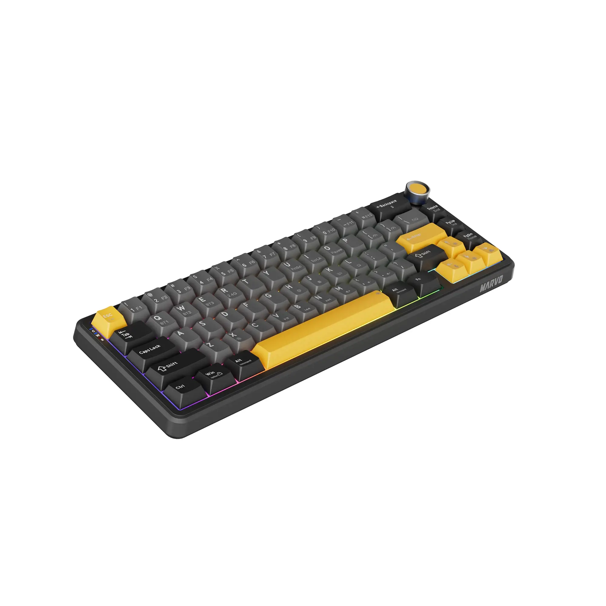 Marvo безжична механична геймърска клавиатура Wireless Gaming Mechanical keyboard Titan 65 - KG984W Black - Banana Crystal [Linear] - image 2
