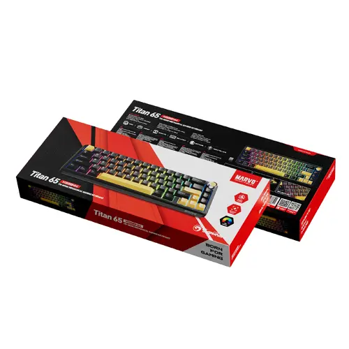 Marvo безжична механична геймърска клавиатура Wireless Gaming Mechanical keyboard Titan 65 - KG984W Black - Banana Crystal [Linear] - image 8