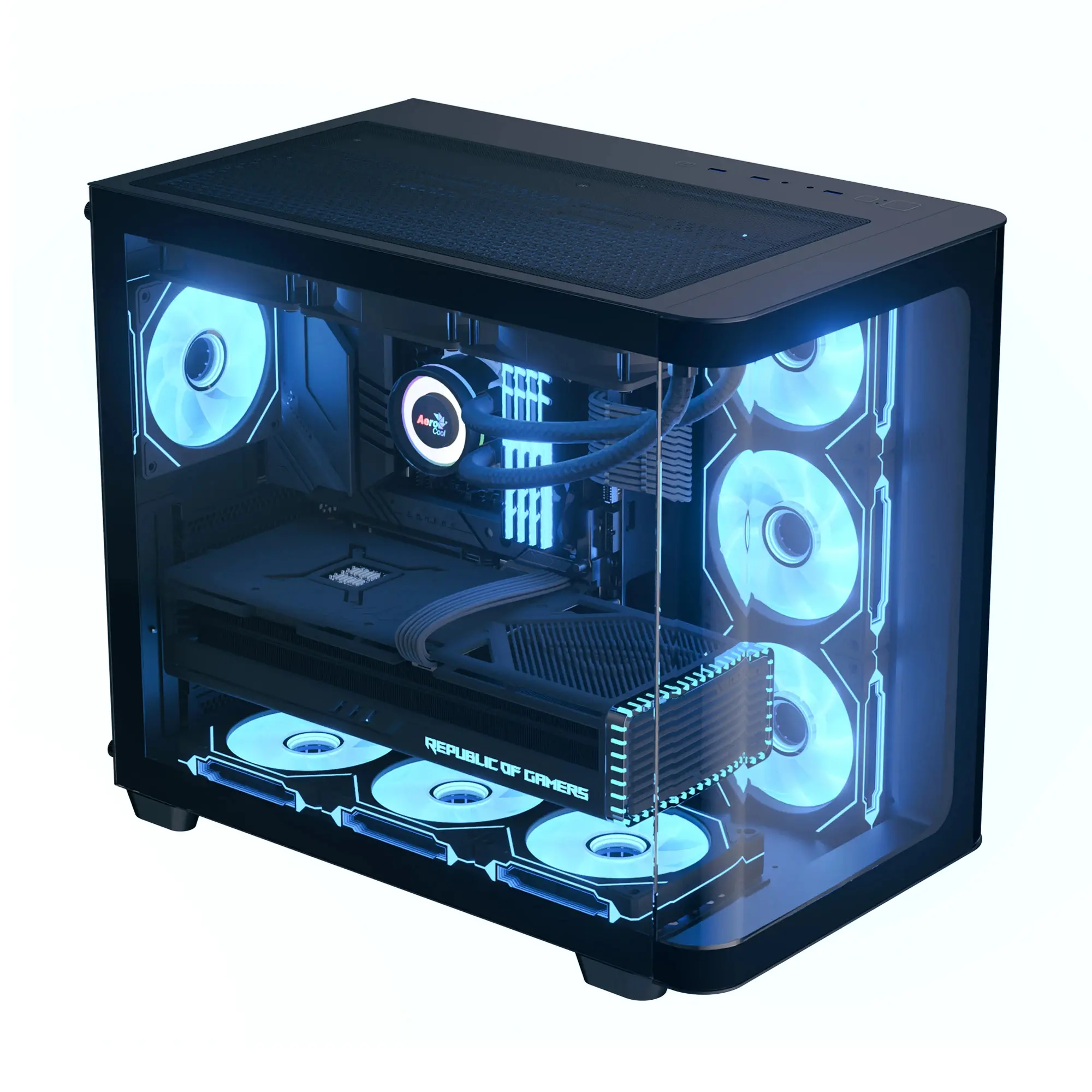 AeroCool кутия Case ATX - P500C-G-BK-v1 - 4 x 120 mm Infinity Mirror A-RGB - image 1
