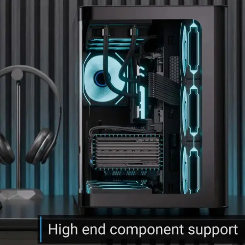 AeroCool кутия Case ATX - P500C-G-BK-v1 - 4 x 120 mm Infinity Mirror A-RGB - 6