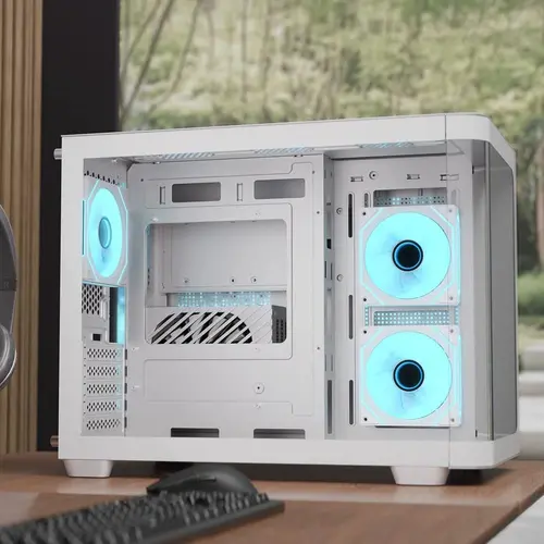 AeroCool кутия Case mATX - P300C-G-WT-v1 - 3 x 120 mm Infinity Mirror A-RGB - image 4