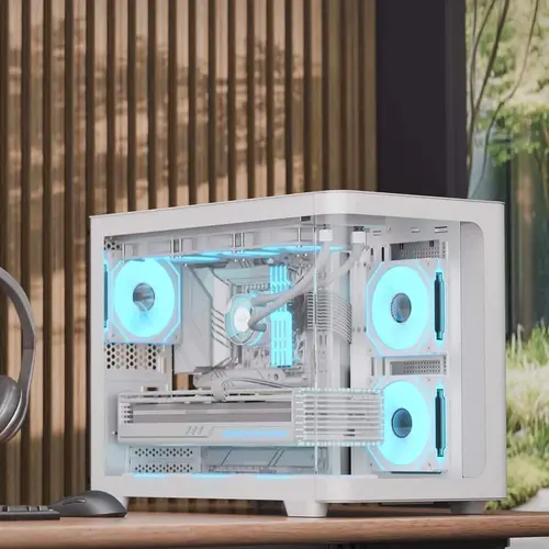 AeroCool кутия Case mATX - P300C-G-WT-v1 - 3 x 120 mm Infinity Mirror A-RGB - image 8