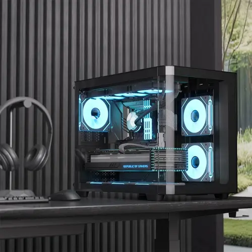AeroCool кутия Case mATX - P300C-G-BK-v1 - 3 x 120 mm Infinity Mirror A-RGB - image 4