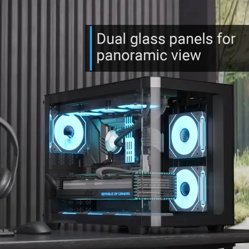 AeroCool кутия Case mATX - P300C-G-BK-v1 - 3 x 120 mm Infinity Mirror A-RGB - image 5
