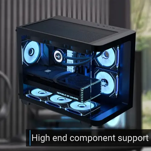 AeroCool кутия Case mATX - P300C-G-BK-v1 - 3 x 120 mm Infinity Mirror A-RGB - image 6