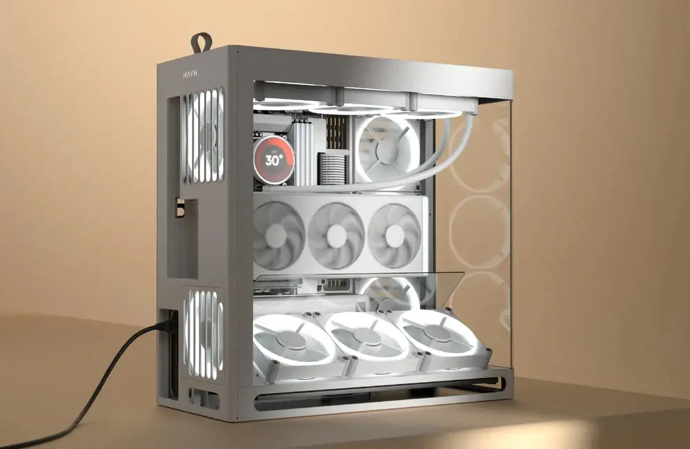 HAVN кутия Case E-ATX - HS 420 VGPU Edition White - PCIe Gen 5 riser included - image 15