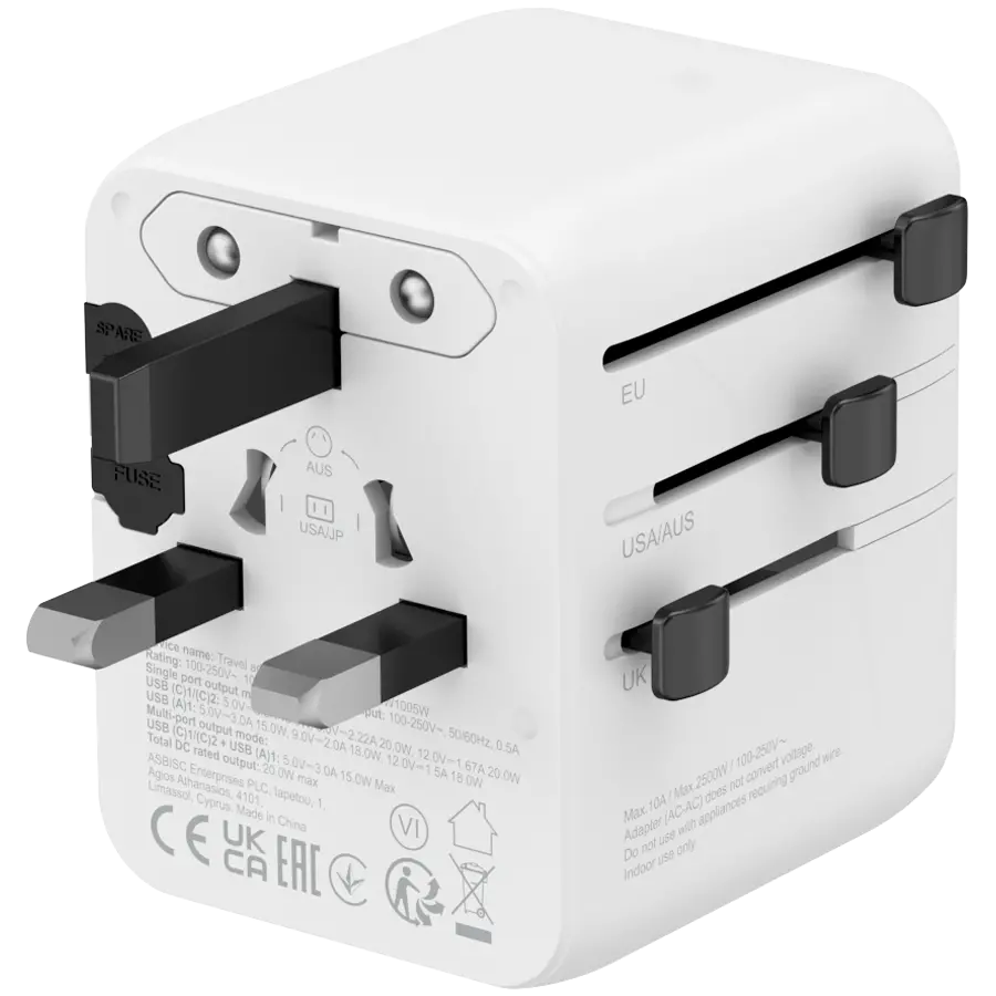 CANYON Travel Adapter OnTour 20 EU/UK/US/AUS 20W White - image 4