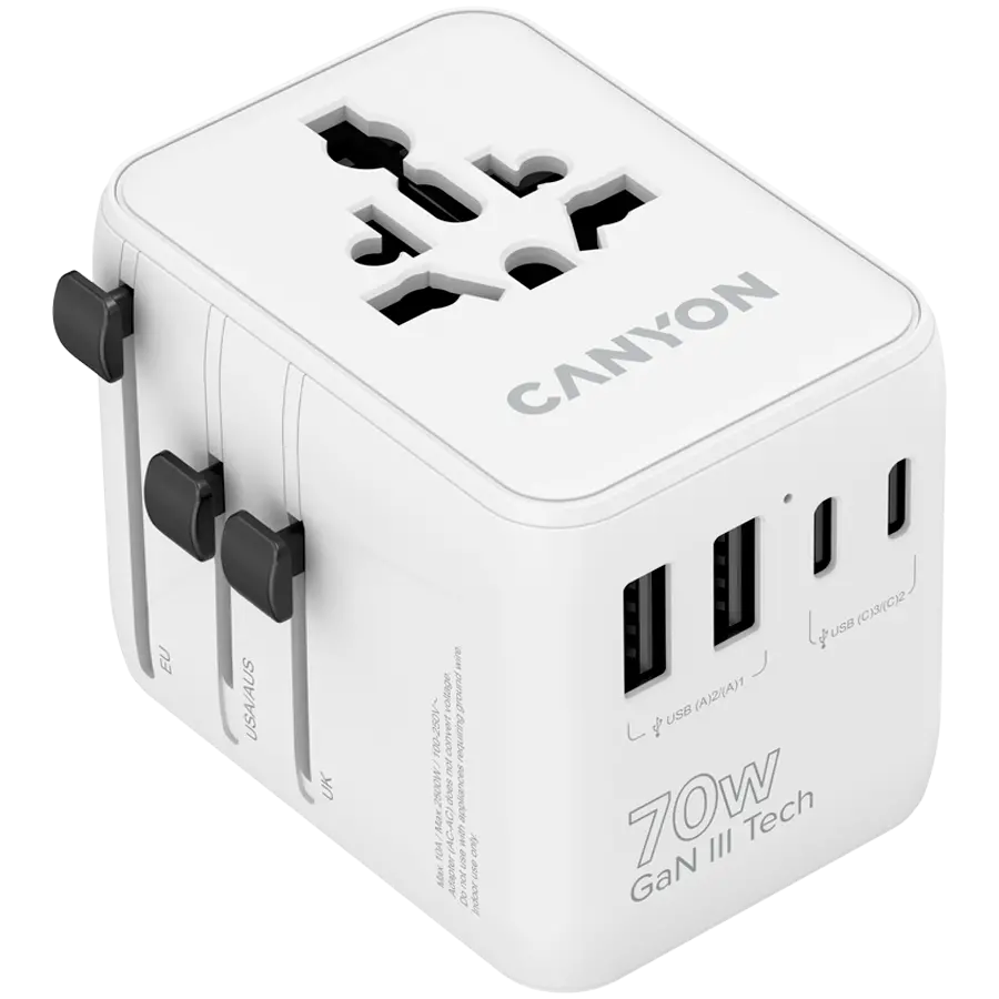 CANYON Αντάπτορας ταξιδιού OnTour 70 EU/UK/US/AUS 70W λευκό