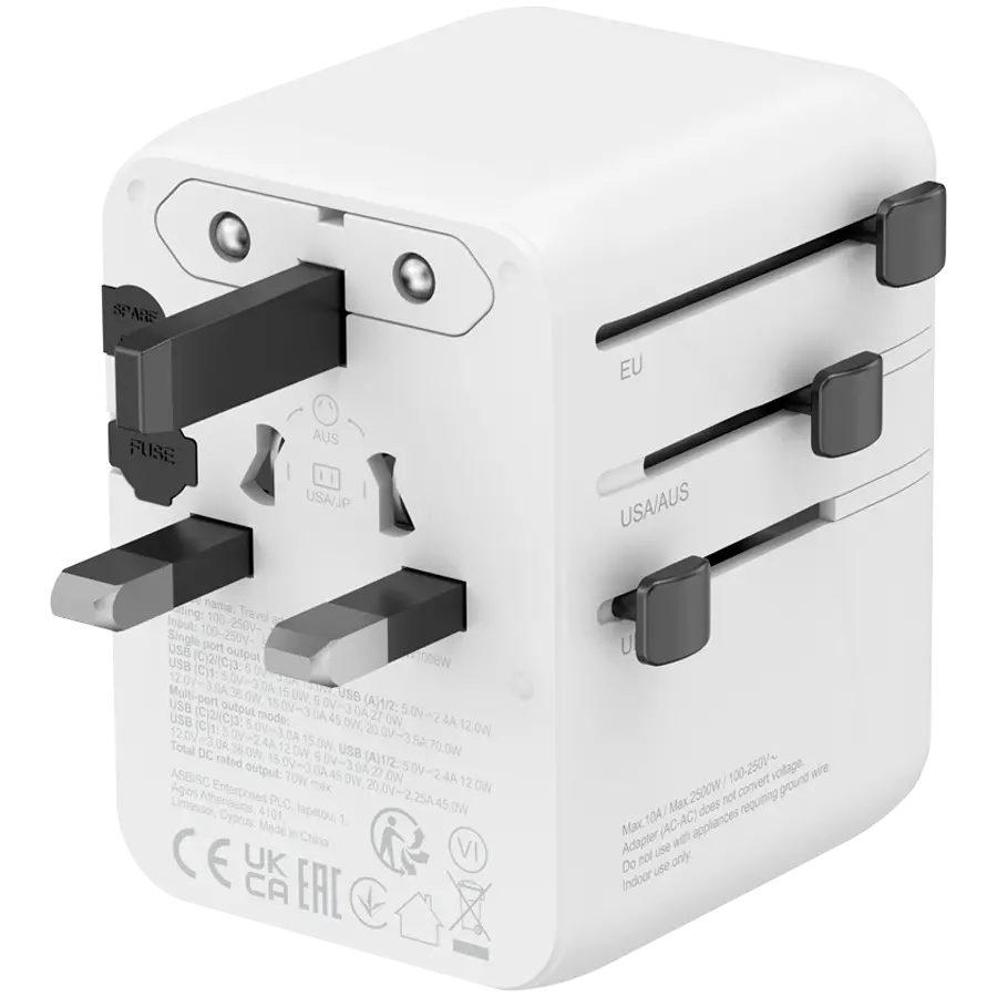 CANYON Travel Adapter OnTour 70 EU/UK/US/AUS 70W White - image 1