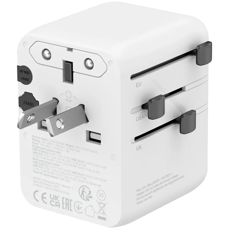 CANYON Travel Adapter OnTour 70 EU/UK/US/AUS 70W White - image 3
