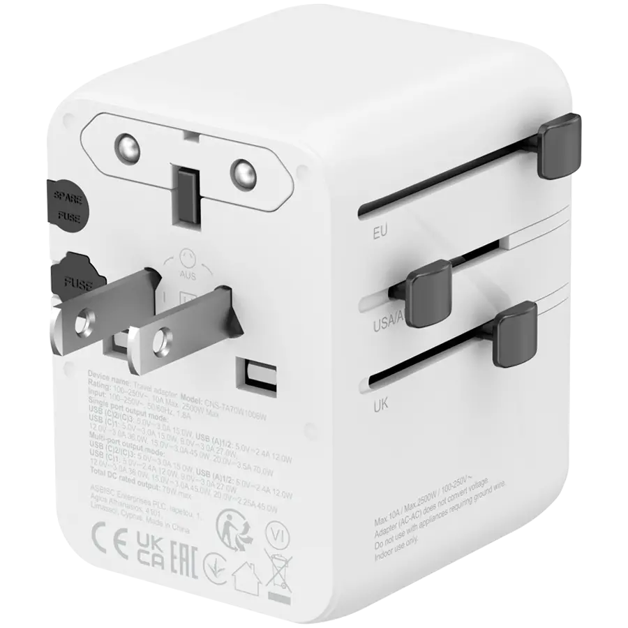 CANYON Travel Adapter OnTour 70 EU/UK/US/AUS 70W White - image 4