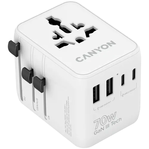 CANYON Travel Adapter OnTour 70 EU/UK/US/AUS 70W White