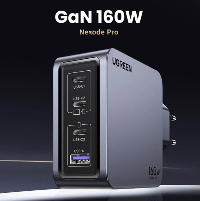 УНИВЕРСАЛНО ЗАРЯДНО УСТРОЙСТВО X763 220V 3xUSB-C 1xUSB A GaN 160W UGREEN - image 2